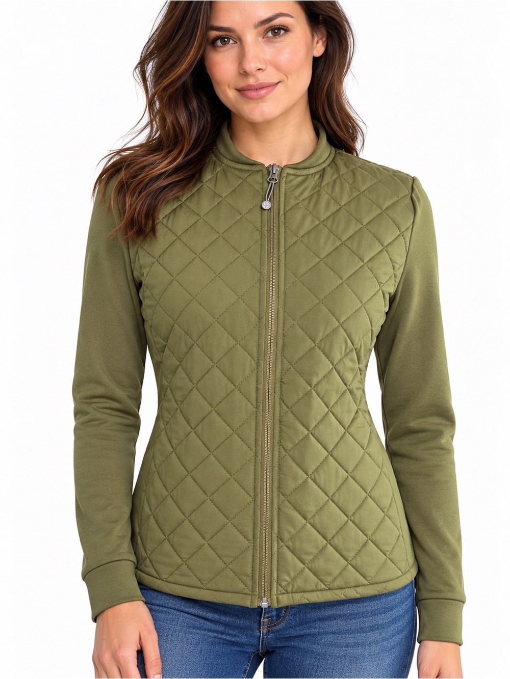 Mondetta Outdoor Project Olive Quilted Full Zip Jacket Lightweight Womens Medium